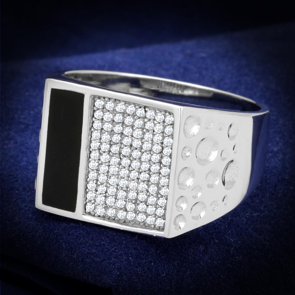Rhodium 925 Sterling Silver Ring with AAA Grade CZ  in Clear