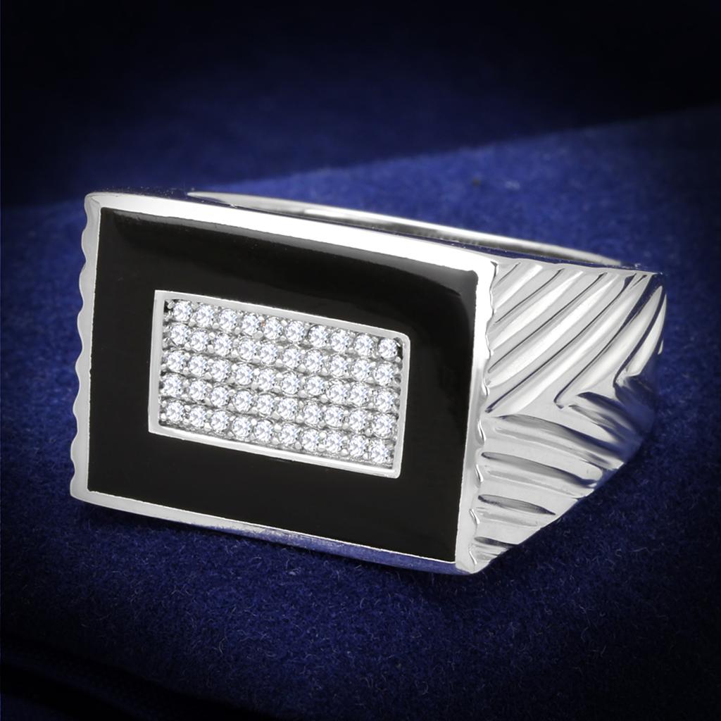 Rhodium 925 Sterling Silver Ring with AAA Grade CZ  in Clear