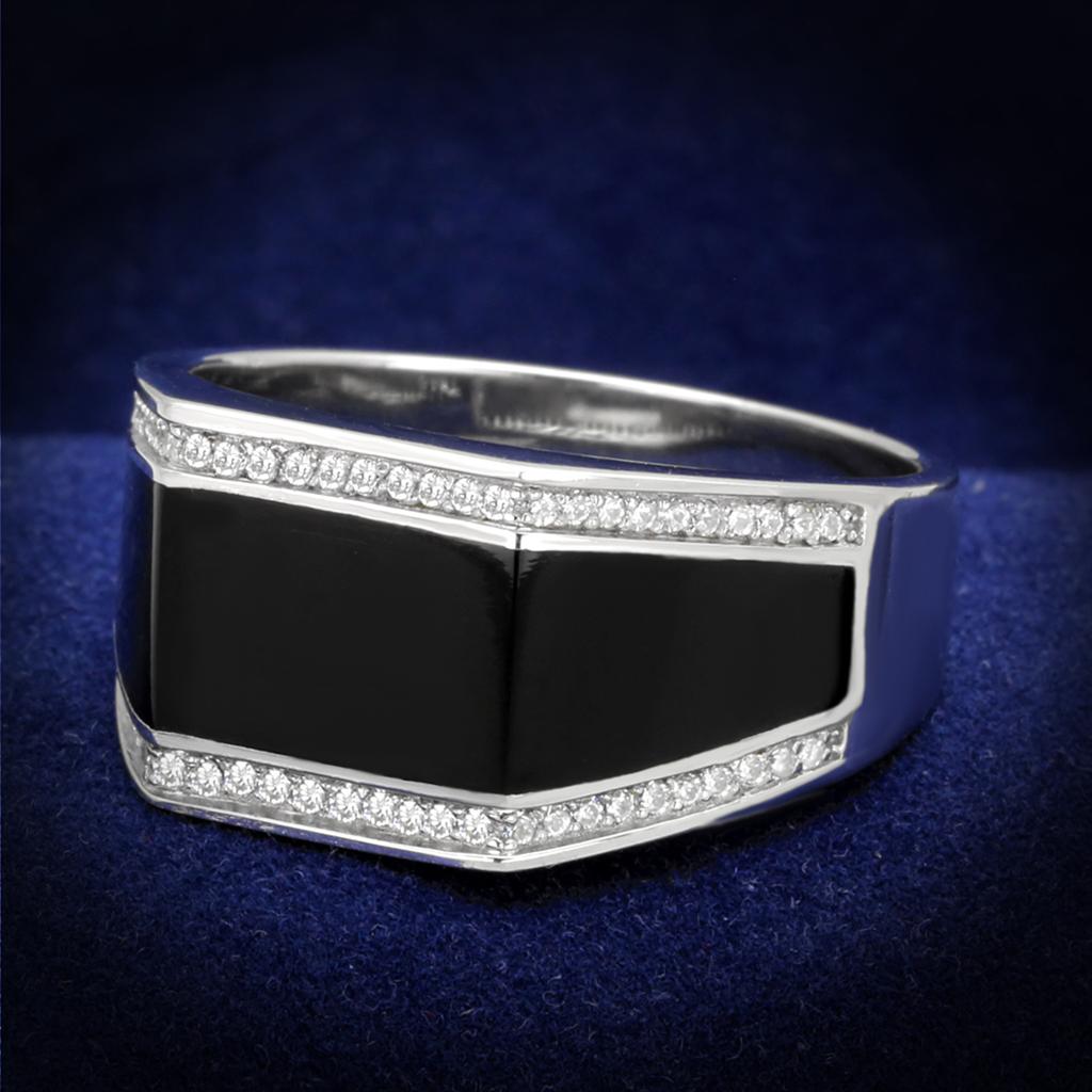 Rhodium 925 Sterling Silver Ring with AAA Grade CZ  in Clear