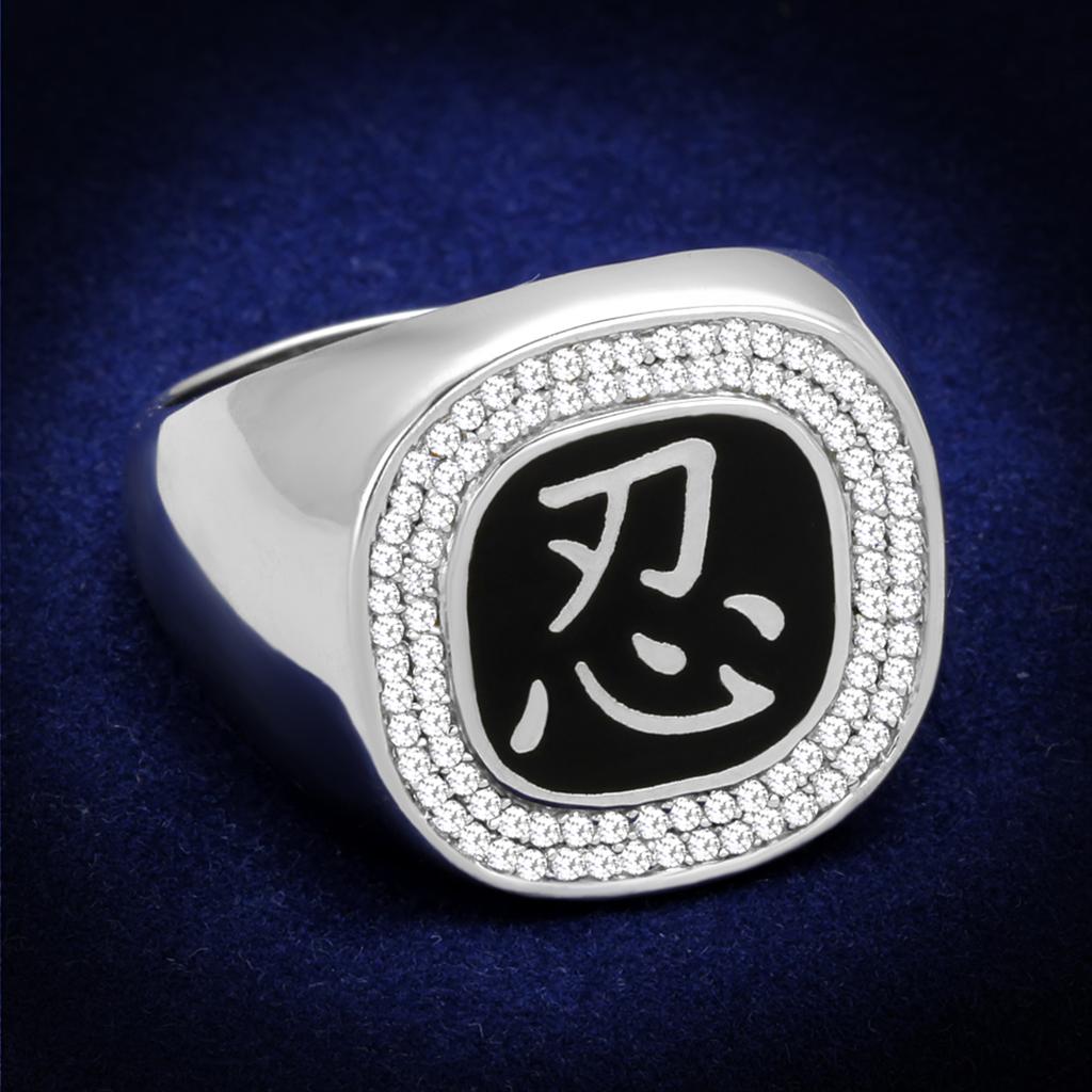 Rhodium 925 Sterling Silver Ring with AAA Grade CZ  in Clear