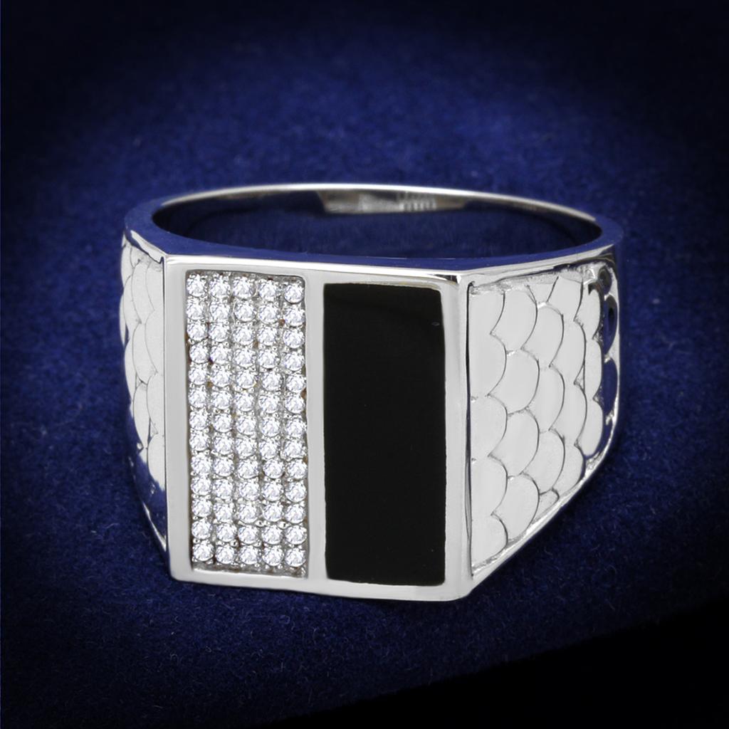 Rhodium 925 Sterling Silver Ring with AAA Grade CZ  in Clear