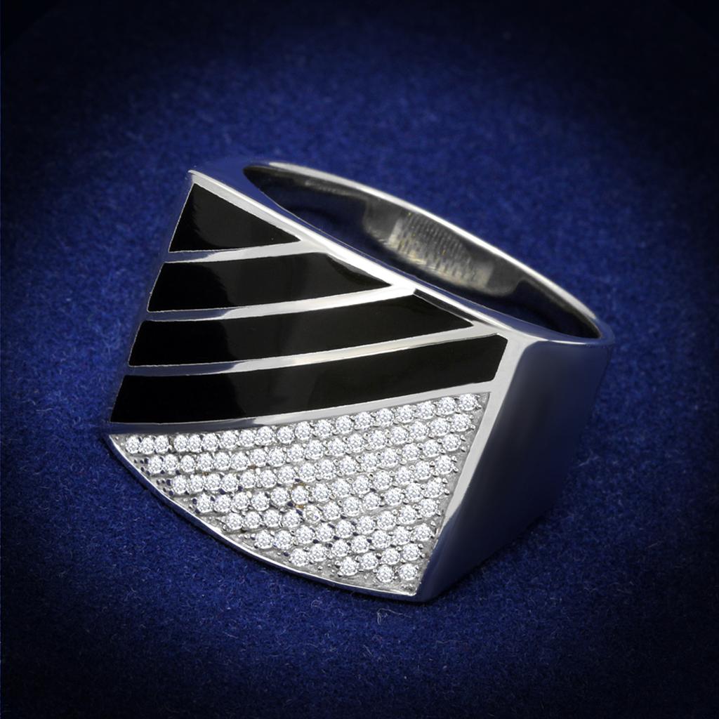 Rhodium 925 Sterling Silver Ring with AAA Grade CZ  in Clear