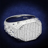 Rhodium 925 Sterling Silver Ring with AAA Grade CZ  in Clear