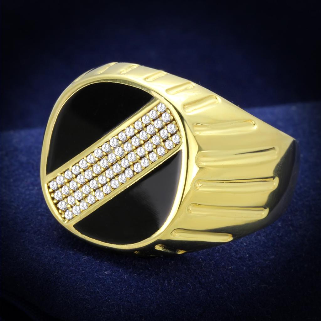 Gold 925 Sterling Silver Ring with AAA Grade CZ  in Clear