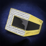 Gold+Rhodium 925 Sterling Silver Ring with AAA Grade CZ  in Clear