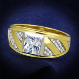 Gold+Rhodium 925 Sterling Silver Ring with AAA Grade CZ  in Clear