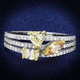 Reverse Two-Tone 925 Sterling Silver Ring with AAA Grade CZ  in Multi Color