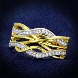 Gold+Rhodium 925 Sterling Silver Ring with AAA Grade CZ  in Clear