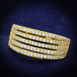Gold 925 Sterling Silver Ring with AAA Grade CZ  in Clear