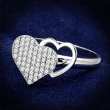 Rhodium 925 Sterling Silver Ring with AAA Grade CZ  in Clear