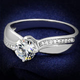 Rhodium 925 Sterling Silver Ring with AAA Grade CZ  in Clear