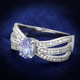 Rhodium 925 Sterling Silver Ring with AAA Grade CZ  in Light Amethyst