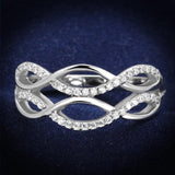 Rhodium 925 Sterling Silver Ring with AAA Grade CZ  in Clear