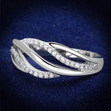 Rhodium 925 Sterling Silver Ring with AAA Grade CZ  in Clear