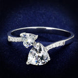Rhodium 925 Sterling Silver Ring with AAA Grade CZ  in Clear