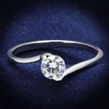 Rhodium 925 Sterling Silver Ring with AAA Grade CZ  in Clear