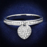 Rhodium 925 Sterling Silver Ring with AAA Grade CZ  in Clear