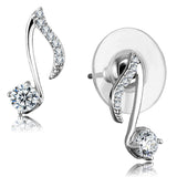 Rhodium 925 Sterling Silver Earrings with AAA Grade CZ  in Clear