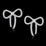 Rhodium 925 Sterling Silver Earrings with AAA Grade CZ  in Clear