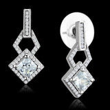 Rhodium 925 Sterling Silver Earrings with AAA Grade CZ  in Clear