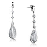 Rhodium 925 Sterling Silver Earrings with AAA Grade CZ  in Clear