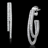 Rhodium 925 Sterling Silver Earrings with AAA Grade CZ  in Clear