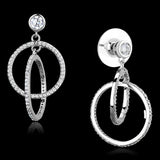 Rhodium 925 Sterling Silver Earrings with AAA Grade CZ  in Clear