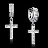Rhodium 925 Sterling Silver Earrings with AAA Grade CZ  in Clear
