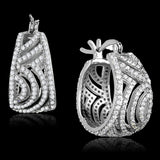 Rhodium 925 Sterling Silver Earrings with AAA Grade CZ  in Clear