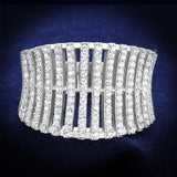 Rhodium 925 Sterling Silver Ring with AAA Grade CZ  in Clear
