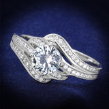 Rhodium 925 Sterling Silver Ring with AAA Grade CZ  in Clear
