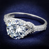 Rhodium 925 Sterling Silver Ring with AAA Grade CZ  in Clear