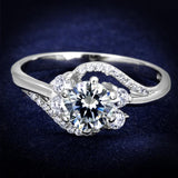 Rhodium 925 Sterling Silver Ring with AAA Grade CZ  in Clear