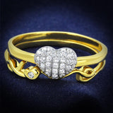 Gold+Rhodium 925 Sterling Silver Ring with AAA Grade CZ  in Clear