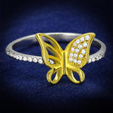 Reverse Two-Tone 925 Sterling Silver Ring with AAA Grade CZ  in Clear