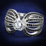 Rhodium 925 Sterling Silver Ring with AAA Grade CZ  in Clear