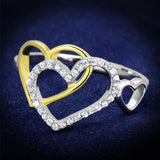 Gold+Rhodium 925 Sterling Silver Ring with AAA Grade CZ  in Clear