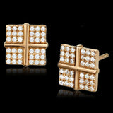 Rose Gold 925 Sterling Silver Earrings with AAA Grade CZ  in Clear