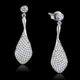 Rhodium 925 Sterling Silver Earrings with AAA Grade CZ  in Clear