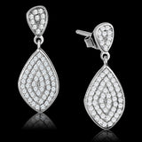 Rhodium 925 Sterling Silver Earrings with AAA Grade CZ  in Clear