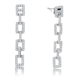 Rhodium 925 Sterling Silver Earrings with AAA Grade CZ  in Clear