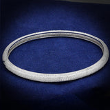 Rhodium 925 Sterling Silver Bangle with AAA Grade CZ  in Clear
