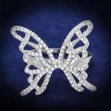 Rhodium 925 Sterling Silver Ring with AAA Grade CZ  in Clear