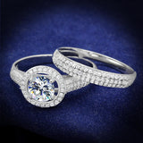 Rhodium 925 Sterling Silver Ring with AAA Grade CZ  in Clear