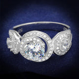 Rhodium 925 Sterling Silver Ring with AAA Grade CZ  in Clear