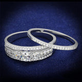 Rhodium 925 Sterling Silver Ring with AAA Grade CZ  in Clear