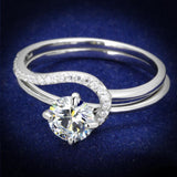 Rhodium 925 Sterling Silver Ring with AAA Grade CZ  in Clear