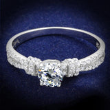 Rhodium 925 Sterling Silver Ring with AAA Grade CZ  in Clear