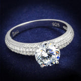 Rhodium 925 Sterling Silver Ring with AAA Grade CZ  in Clear