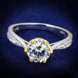 Reverse Two-Tone 925 Sterling Silver Ring with AAA Grade CZ  in Clear